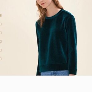 MAJE TORINA VELVET‎ SWEATSHIRT GREEN SIZE 2- US M